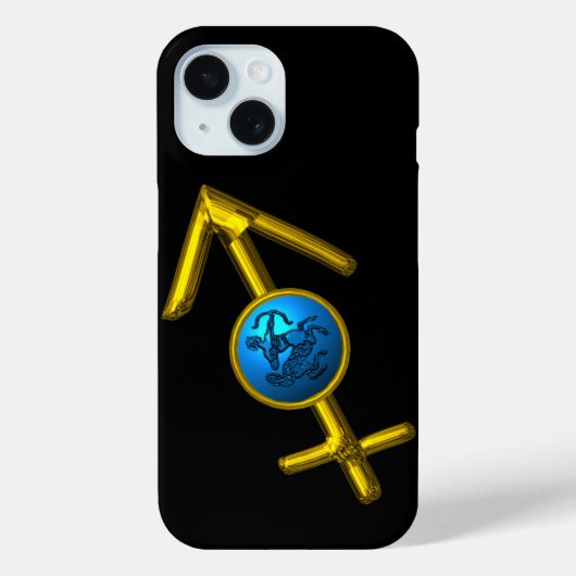 GOLD ZODIAC SIGN SAGITTARIUS, Blue Turquoise, Blac Case-Mate iPhone Case (Achterkant)