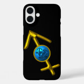GOLD ZODIAC SIGN SAGITTARIUS, Blue Turquoise, Blac Case-Mate iPhone Case (Achterkant)