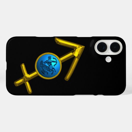 GOLD ZODIAC SIGN SAGITTARIUS, Blue Turquoise, Blac Case-Mate iPhone Case (Achterkant (horizontaal))
