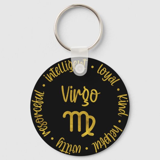 Gold Zodiac Sign/Virgo Sleutelhanger (Voorkant)