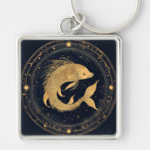 Gold Zodiac Vissen Illustratie