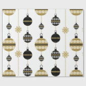 Gold/zwart/wit kerstpatroon cadeaupapier (Vlak)