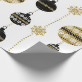 Gold/zwart/wit kerstpatroon cadeaupapier (Hoek)