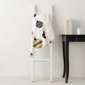 Gold/zwart/wit kerstpatroon sherpa deken (In situ)