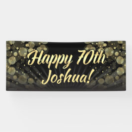 Gold/zwarte Bokeh 70th Birthday Party Decoration Spandoek