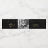 Gold & zwarte Cheers 60 jaar, 60e verjaardag Waterfles Etiket (Enkel label)