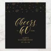 Gold & zwarte Cheers 60e verjaardag Wijn Etiket (Enkel label)