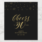 Gold & zwarte Cheers 90 jaar, 90e verjaardag Wijn Etiket (Enkel label)