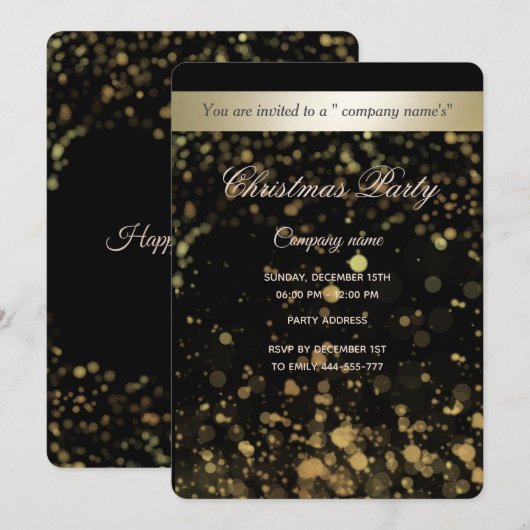 Gold/zwarte luxe kerstfeestdag kaart (Voorkant / Achterkant)