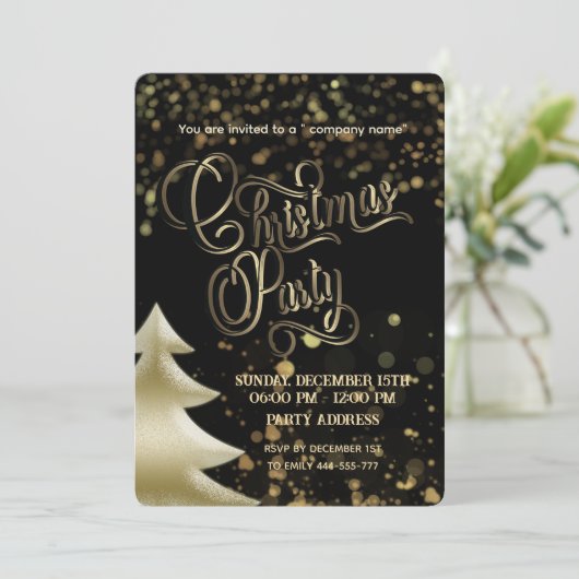 Gold/zwarte luxe kerstfeestdag kaart (Staand voorkant)