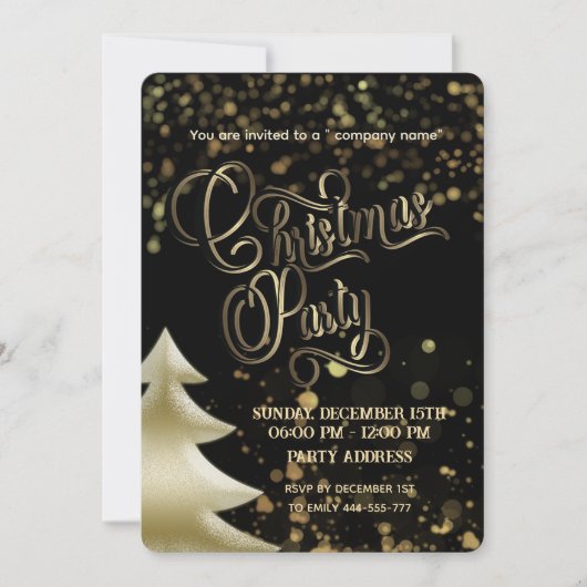 Gold/zwarte luxe kerstfeestdag kaart (Voorkant)