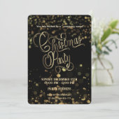 Gold/zwarte luxe kerstfeestdag kaart (Staand voorkant)