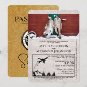 Gold Zweden Passport Uitnodiging voor het Huwelijk (Voorkant / Achterkant)