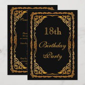 Gold zwenken 18e verjaardag kaart (Voorkant / Achterkant)