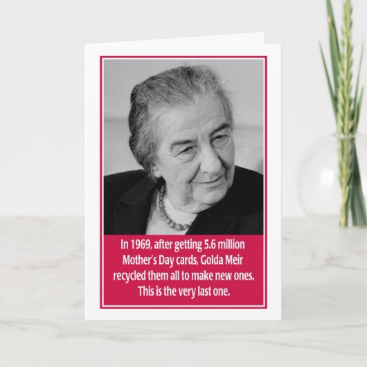 Golda Meir Jewish Mother's Day Card Kaart (Voorkant)