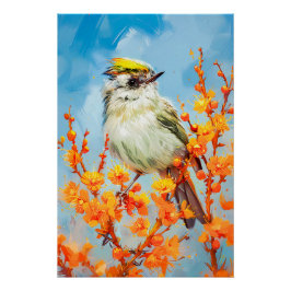 Goldcrest in de winter impressionistische schilder perfect poster
