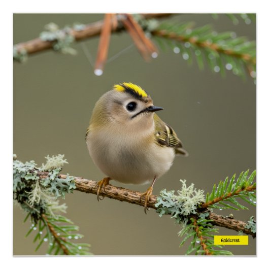 Goldcrest Macro Wildlife Poster (Voorkant)