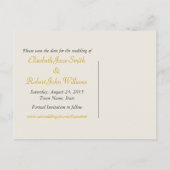 Golde Green Damask Elegance Save the Date Briefkaa Aankondigingskaart (Achterkant)