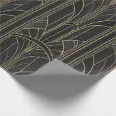 Golden20s Art Deco - Asfalt Zwart Cadeaupapier (Hoek)