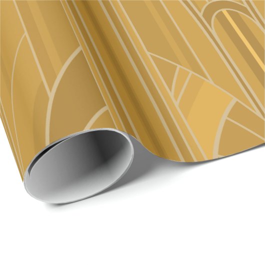 Golden20s Art Deco - Geel Goud Cadeaupapier (Rol Hoek)