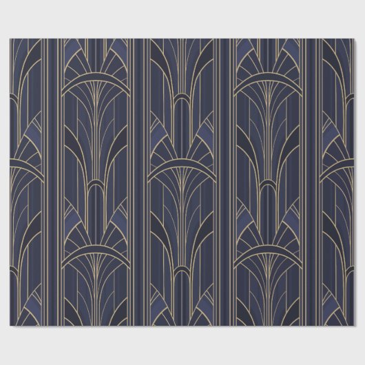 Golden20s Art Deco - Midnight Blue Cadeaupapier (Vlak)