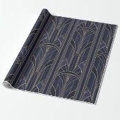 Golden20s Art Deco - Midnight Blue Cadeaupapier (Uitgerold)