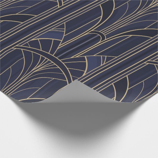 Golden20s Art Deco - Midnight Blue Cadeaupapier (Hoek)