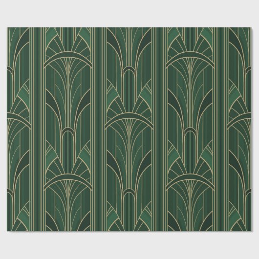 Golden20s Art Deco - Smaragdgroen Cadeaupapier (Vlak)