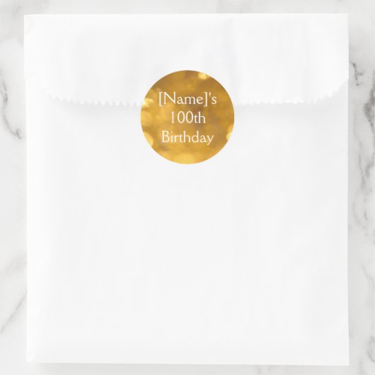 Golden 100th Birthday Sticker (Tas)