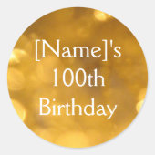Golden 100th Birthday Sticker (Voorkant)