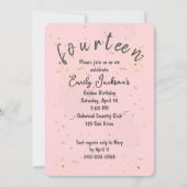 Golden 14th Birthday Golden Confetti op Blush Pink Kaart (Voorkant)