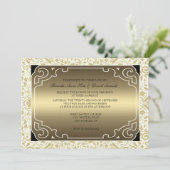 Golden 1920s Art Deco Wedding Invitation Kaart (Staand voorkant)