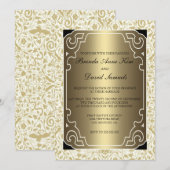 Golden 1920s Art Deco Wedding Invitation Kaart (Voorkant / Achterkant)
