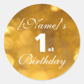 Golden 1st Birthday Sticker (Voorkant)