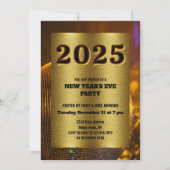 GOLDEN 2025 Nieuwjaar Eve custom jaar Uitnodiging (Voorkant)