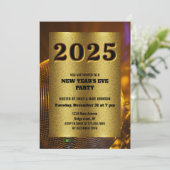 GOLDEN 2025 Nieuwjaar Eve custom jaar Uitnodiging (Staand voorkant)