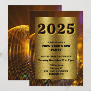 GOLDEN 2025 Nieuwjaar Eve custom jaar Uitnodiging