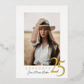 Golden 25 Afstuderen fotoaankondiging Folie Uitnodiging (Voorkant)