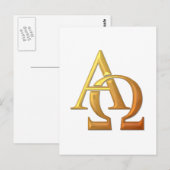 Golden "3-D" Alpha- en Omega-symbool Briefkaart (Voorkant / Achterkant)