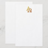 Golden "3-D" Alpha- en Omega-symbool Briefpapier (Voorkant / Achterkant)