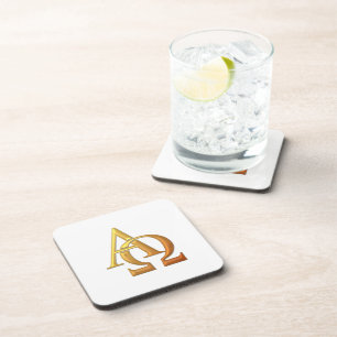 Golden "3-D" Alpha- en Omega-symbool Drankjes Onderzetter