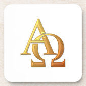Golden "3-D" Alpha- en Omega-symbool Drankjes Onderzetter (Voorkant)