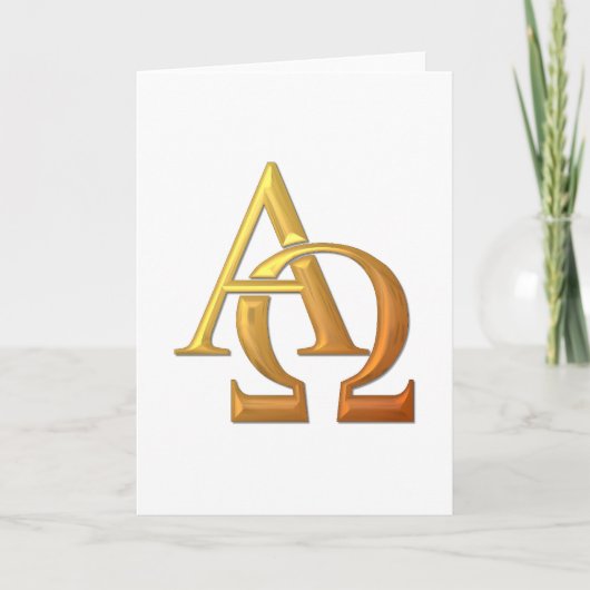 Golden "3-D" Alpha- en Omega-symbool Feestdagen Kaart (Voorkant)
