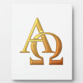 Golden "3-D" Alpha- en Omega-symbool Fotoplaat (Voorkant)