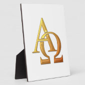 Golden "3-D" Alpha- en Omega-symbool Fotoplaat (Zijkant)