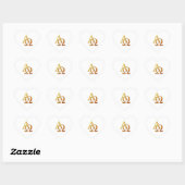 Golden "3-D" Alpha- en Omega-symbool Hart Sticker (Vel)