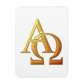 Golden "3-D" Alpha- en Omega-symbool Magneet (Verticaal)