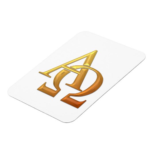 Golden "3-D" Alpha- en Omega-symbool Magneet (Linkerzijde)