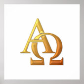 Golden "3-D" Alpha- en Omega-symbool Poster (Voorkant)