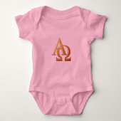 Golden "3-D" Alpha- en Omega-symbool Romper (Voorkant)